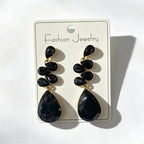 Multi-tiered long drop with colored diamonds, suitable for parties and photo shoots, versatile earrings