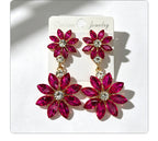 Light luxury style double-layer rhinestone flower for women, high-end versatile commuter earrings