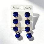 Multi-color beaded long water drop crystal earrings, fashionable, simple, versatile and elegant earrings