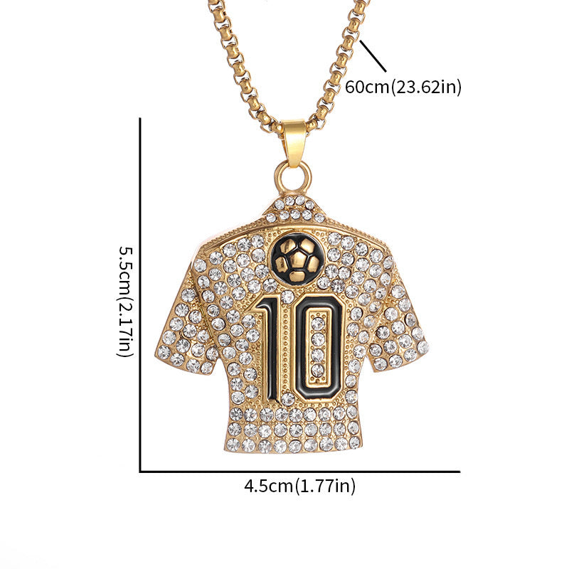 Personalized Trendy Football Number 10 Jersey World Cup Gold Plated Necklace Accessory