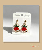 Christmas-themed alloy oil-drip earrings, bell, snowman, wreath set, cute cartoon holiday party children's earrings