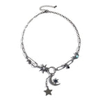 Y2K style star evil eye pendant necklace, exquisite and elegant niche collarbone chain, light luxury fashion accessory