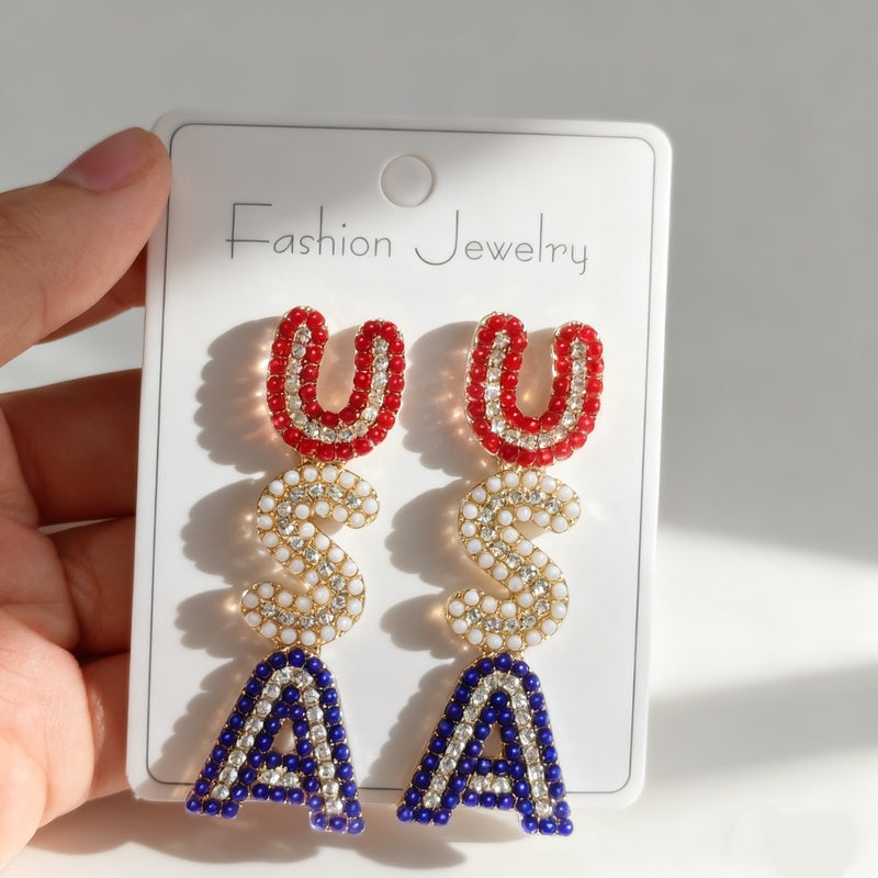American Independence Accessories Women's National Day Fashionable Drop Earrings