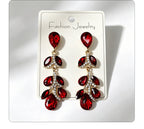 Colorful diamond leaf long earrings, niche light luxury design, stylish and versatile ear accessories