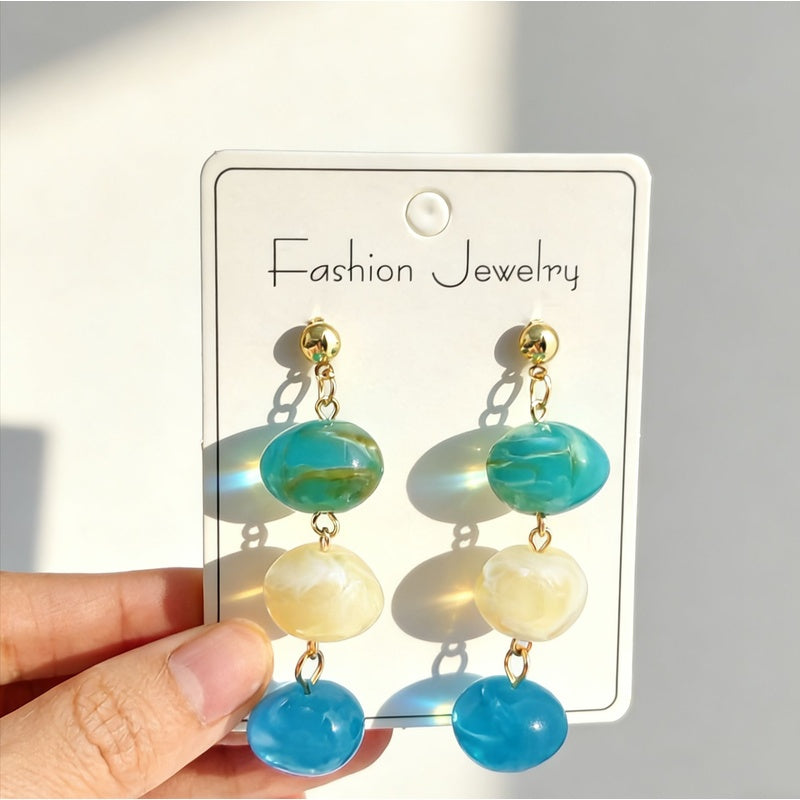 Resin luxury acrylic Maillard earrings, light luxury, niche style, sophisticated and high-end feel