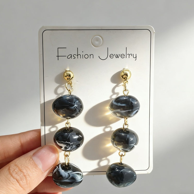Resin luxury acrylic Maillard earrings, light luxury, niche style, sophisticated and high-end feel
