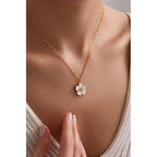 Plated Enamel Gold Sakura Flower Necklace, Christmas Gift, Gift for her, Everyday Necklace