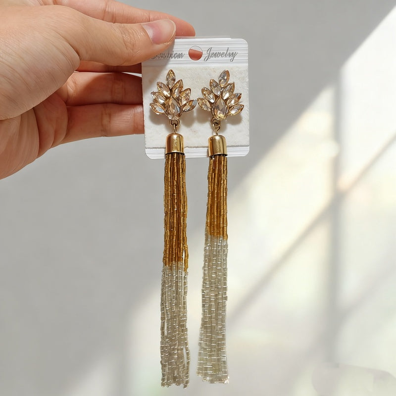 Long tassel earrings, creative bohemian style bridal earrings