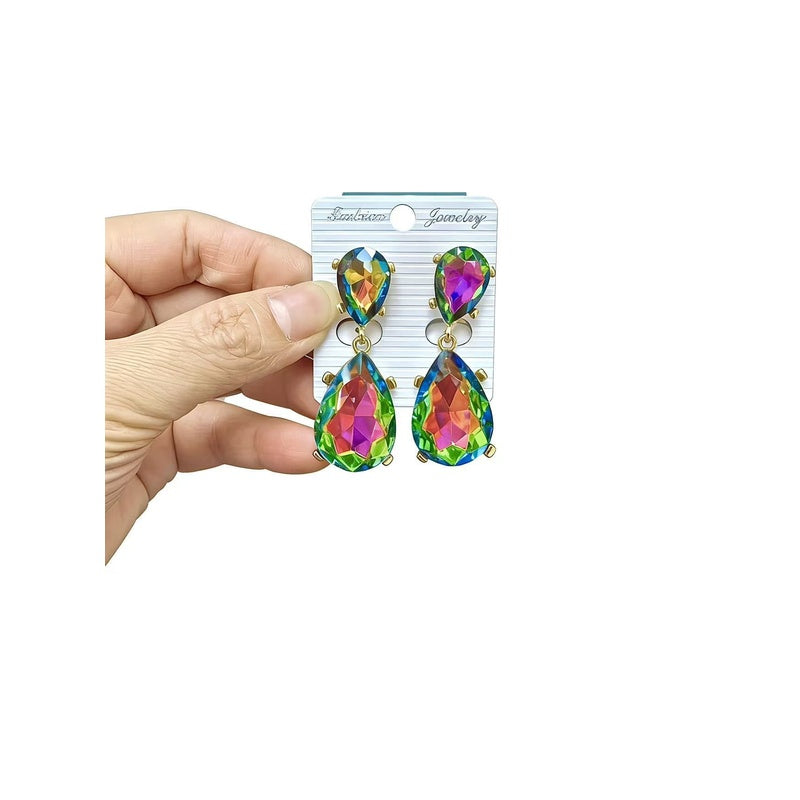 Fashionable water earrings for women, light luxury with a high-end feel, crystal drop earrings, versatile and elegant, simple design