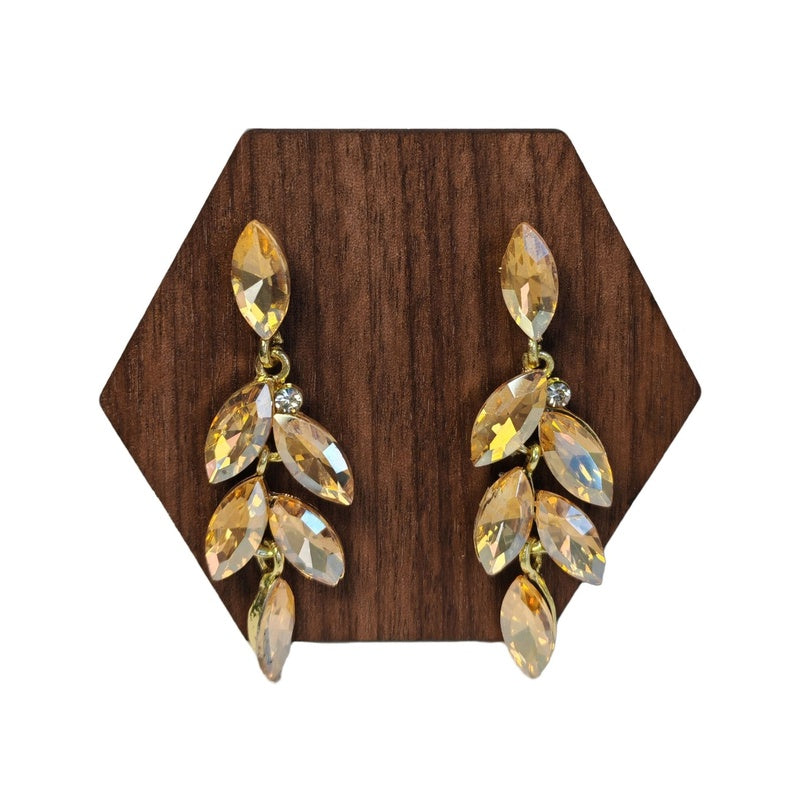 Fashionable alloy women's luxury crystal earrings, wedding dress accessories, long bridal earrings with a high-end feel