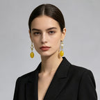 Light luxury niche black diamond pearl oval drop earrings with a French high-end feel and versatile style