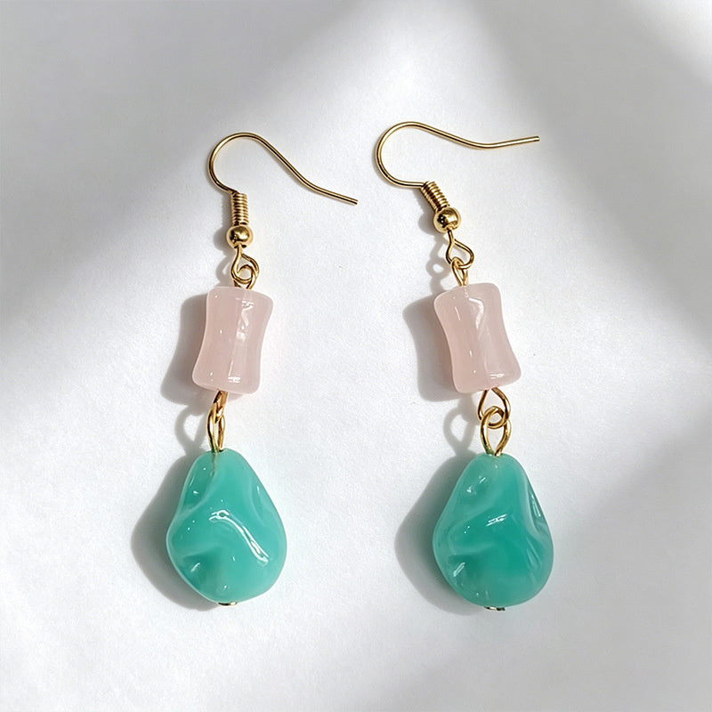 Pink Jade Drop Earrings