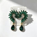 Colorful Stone Water High-End Long Drop Earrings, Versatile Metal Jewelry
