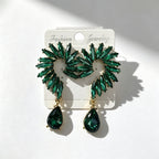 Colorful Stone Water High-End Long Drop Earrings, Versatile Metal Jewelry