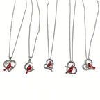 Crescent Red Bird Pendant Necklace for Women, Fashionable Heart-Shaped Diamond-Studded Clavicle Chain, Unique and Elegant Accessory