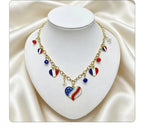 American Independence Day themed flag necklace for women, creative oil-drip star and heart pendant bracelet
