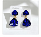 Light luxury style teardrop-shaped faceted crystal multi-layered design earrings, elegant and versatile accessories for everyday wear