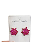 Maillard Champagne Translucent Zircon Double-Layer Snowflake Earrings with a High-End Light Luxury Feel