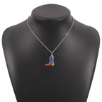American Independence Day Flag Pendant Necklace with Rhinestones Patriotic Theme Collarbone Chain for Women