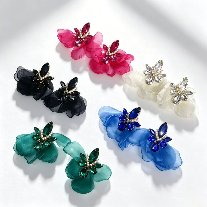 Alloy Fabric Floral Earrings Bohemian Style Ear Accessories