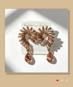 Colorful Stone Water High-End Long Drop Earrings, Versatile Metal Jewelry