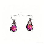 Rose purple gold-drip glaze earrings three small diamonds paired with a round main stone, versatile for everyday outings