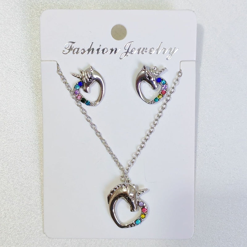Earring and set, fashionable children's cute cartoon fresh style earrings, light luxury necklace accessories