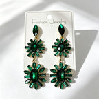 Multi-color rhinestone flower earrings, light luxury and versatile