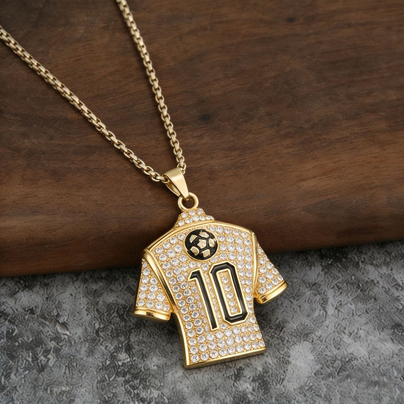 Personalized Trendy Football Number 10 Jersey World Cup Gold Plated Necklace Accessory