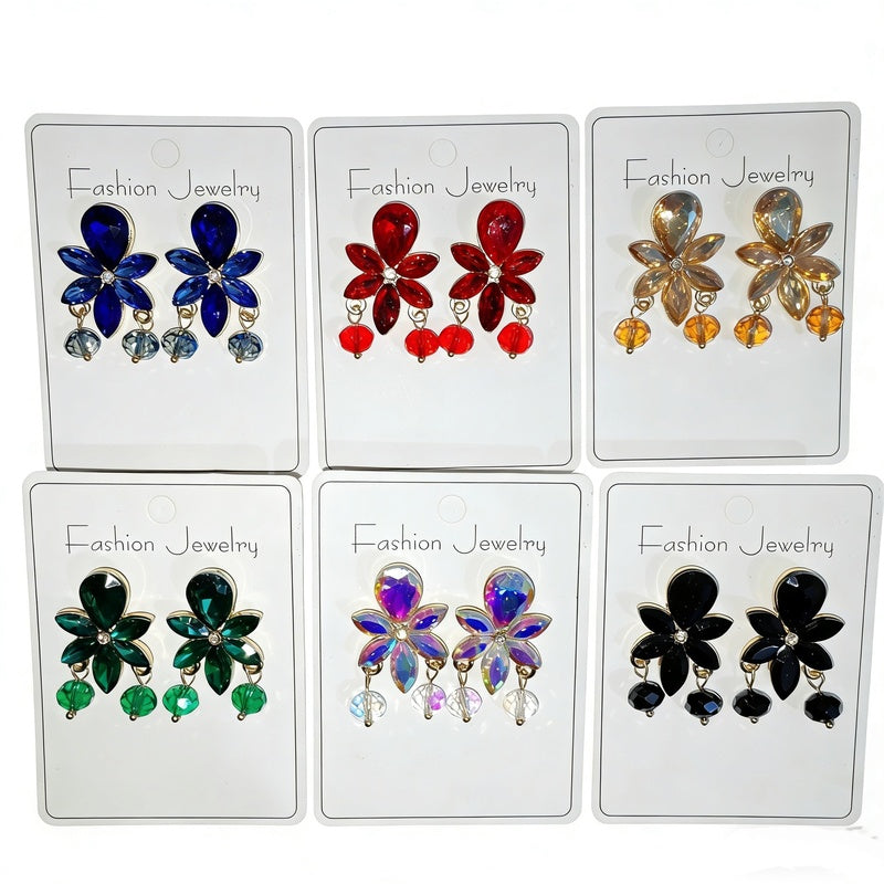 Diamond-embellished geometric tassel earrings, fashionable teardrop-shaped high-end commuter earrings