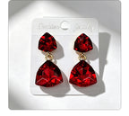 Light luxury style teardrop-shaped faceted crystal multi-layered design earrings, elegant and versatile accessories for everyday wear