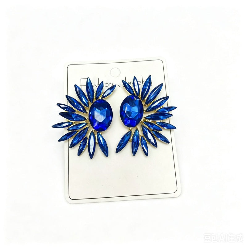 Fashionable sunflower colorful alloy earrings, light luxury and stylish ear studs