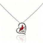 Crescent Red Bird Pendant Necklace for Women, Fashionable Heart-Shaped Diamond-Studded Clavicle Chain, Unique and Elegant Accessory