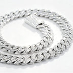 18mm Hiphop Cuban Link Chain Necklace 16-26", Copper Inlaid Zircon Bracelet 7-8-9 inches