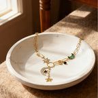 Y2K style star evil eye pendant necklace, exquisite and elegant niche collarbone chain, light luxury fashion accessory