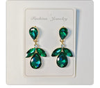 Diamond-studded multi-layered leaf drop earrings, high-end earrings
