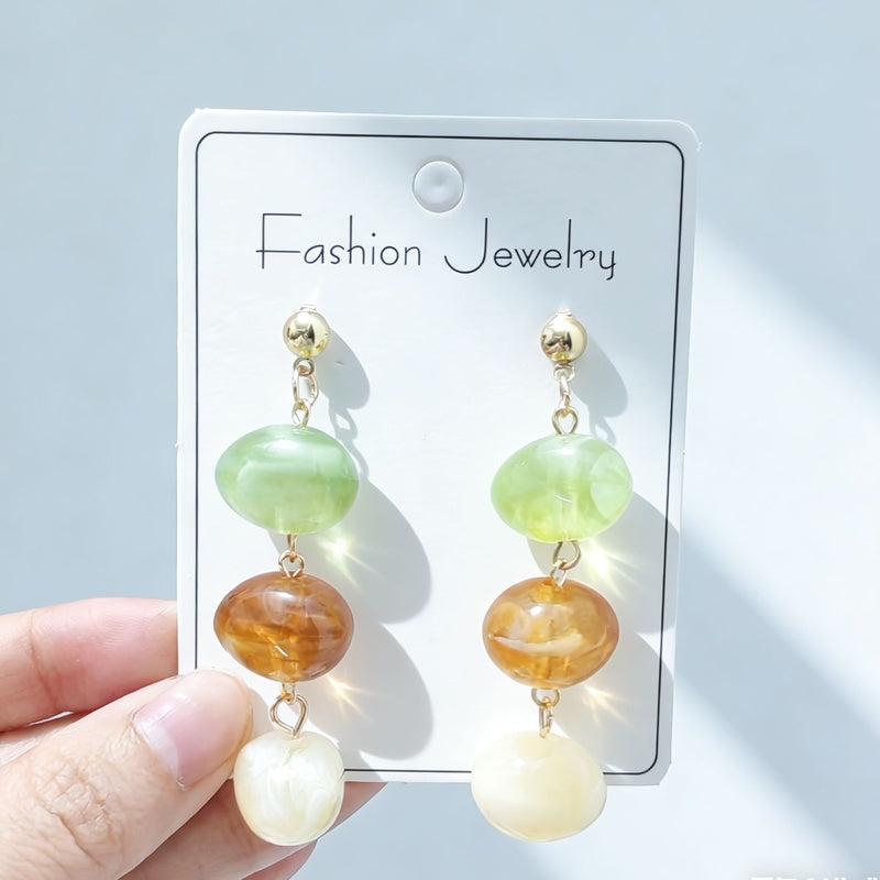 Resin luxury acrylic Maillard earrings, light luxury, niche style, sophisticated and high-end feel