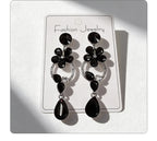 Luxurious floral with full diamond accents, long waterdrop gemstone earrings, court-style versatile earrings that enhance complexion