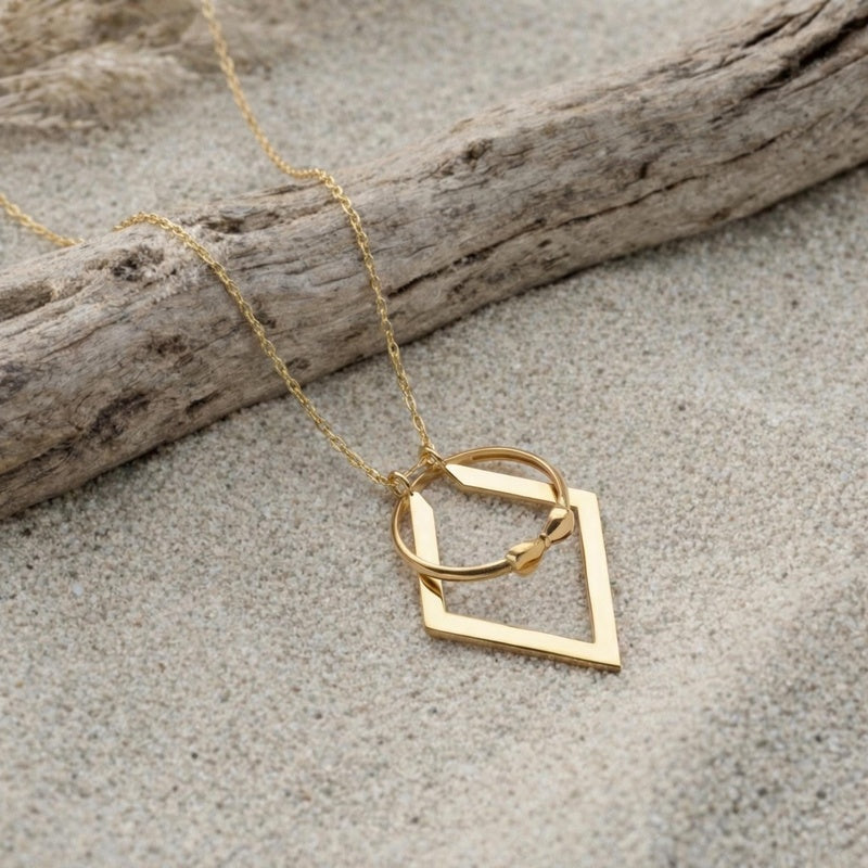 14K Solid Gold Diamond Holder Necklace: Wedding Ring Keeper, 925 Sterling Silver