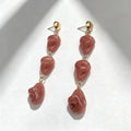 Pink irregular beaded with a gentle temperament, long earrings that flatter the face shape