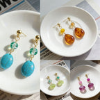 Maillard Amber Tiger Eye Stone Earrings for Women, Unique and Beautiful Earrings, Niche Light Luxury with a High-End Feel