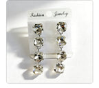 Multi-color beaded long water drop crystal earrings, fashionable, simple, versatile and elegant earrings