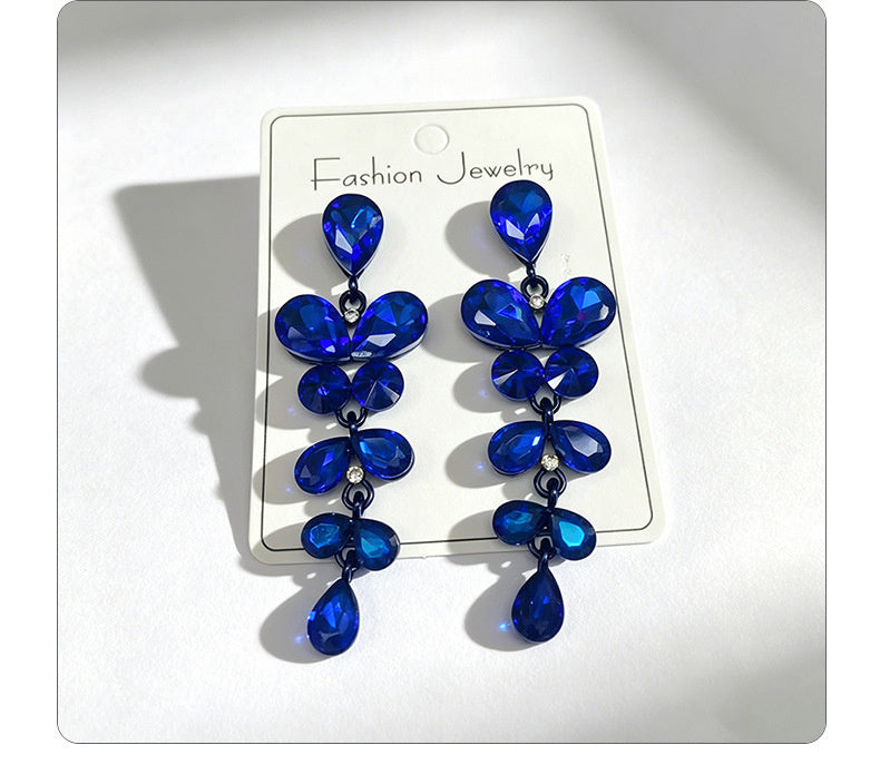 String-style water drop high-end earrings, fashionable and versatile accessories for dates