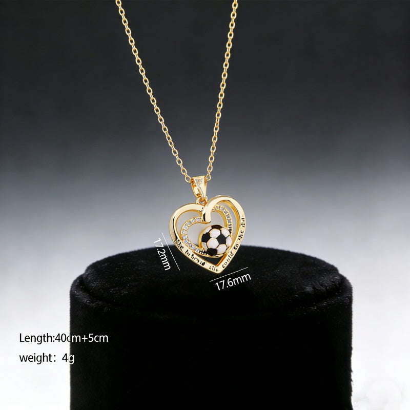 Ink-filled World Cup necklace jewelry, football, light luxury, simple and elegant, alloy heart