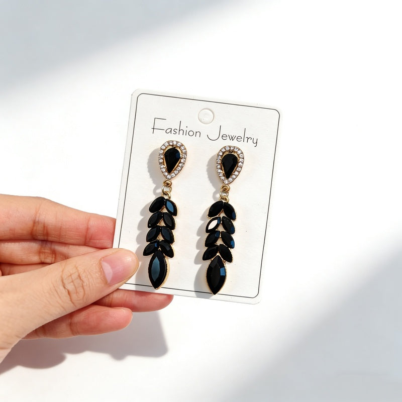Colorful diamond tassel wheat ear long earrings, fashionable and high-end, exaggerated party statement earrings