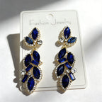 Leaf and Branch Rhinestone Long Luxurious Exquisite Stud Earrings, High-End Slim Party Earrings