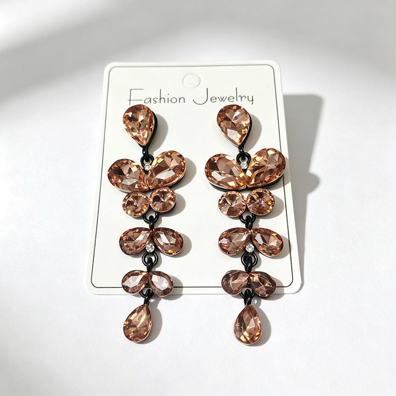 String-style water drop high-end earrings, fashionable and versatile accessories for dates