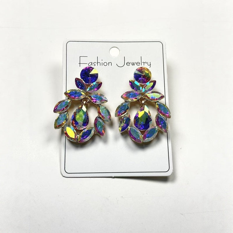 Fashionable crystal earrings for women, long water drop tassel high-end colorful earrings, light luxury