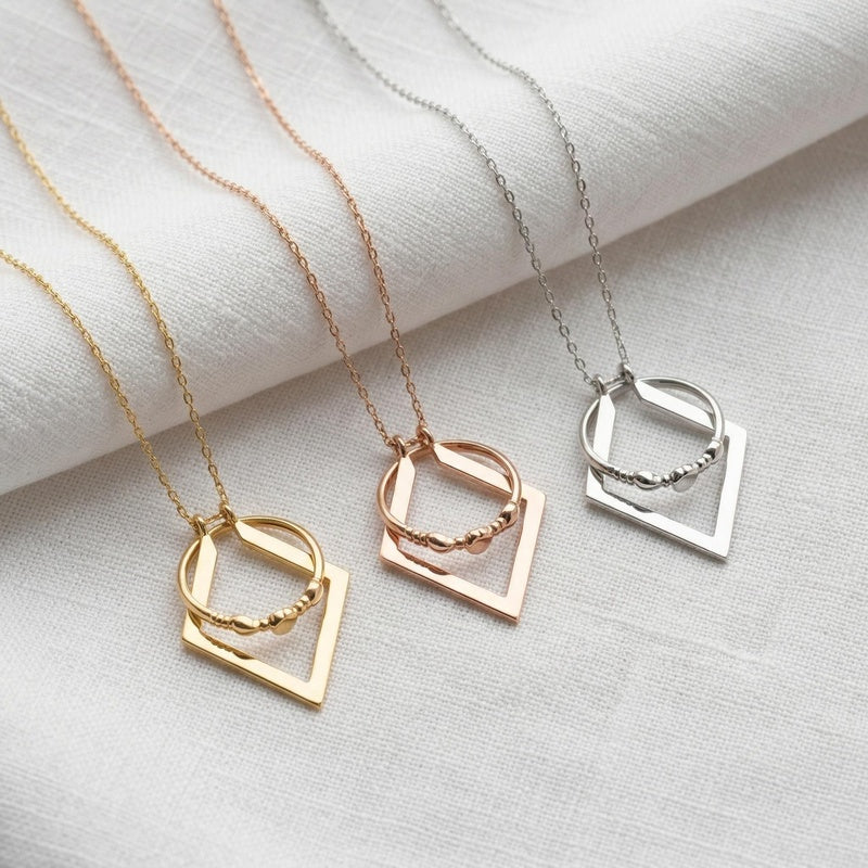 14K Solid Gold Diamond Holder Necklace: Wedding Ring Keeper, 925 Sterling Silver