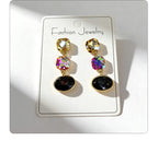 Luxury three-color gemstone with oval teardrop shape, available in multiple colors, durable and non-fading, fashionable earrings